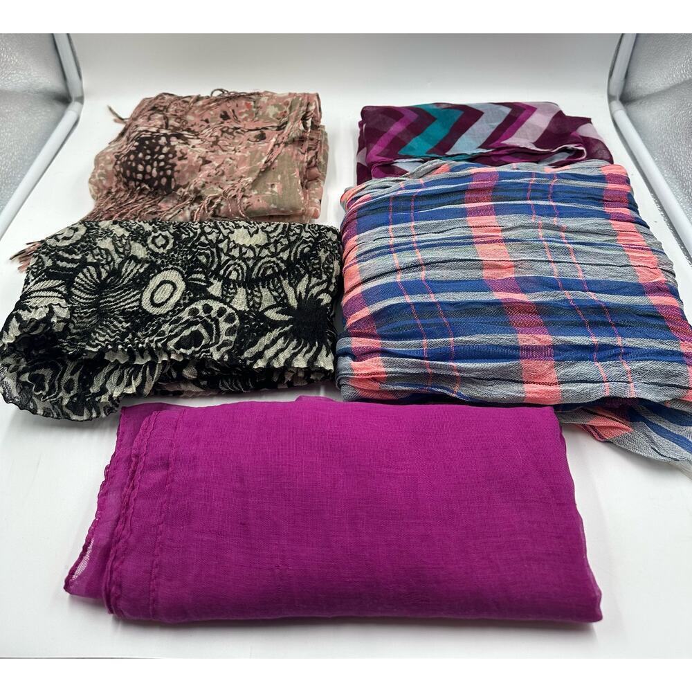 Lot of 5 Woman Scarves New